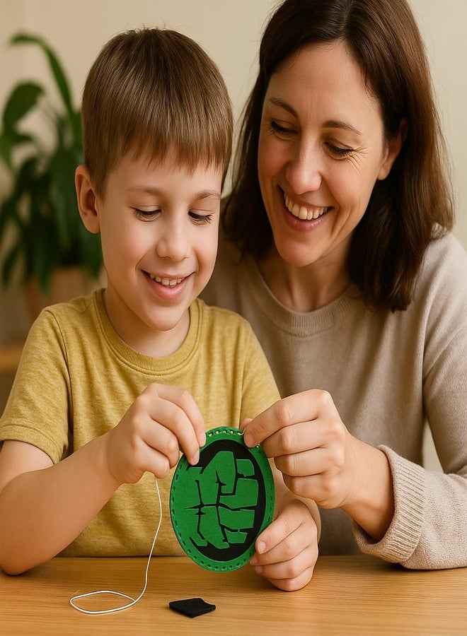 iCraft DIY Felt Keychain Kit for Kids - Easy Sew Plush Craft for Fine Motor Skills & Parent-Child Fun - Ages 6-12 (The Hulk) - Image 3